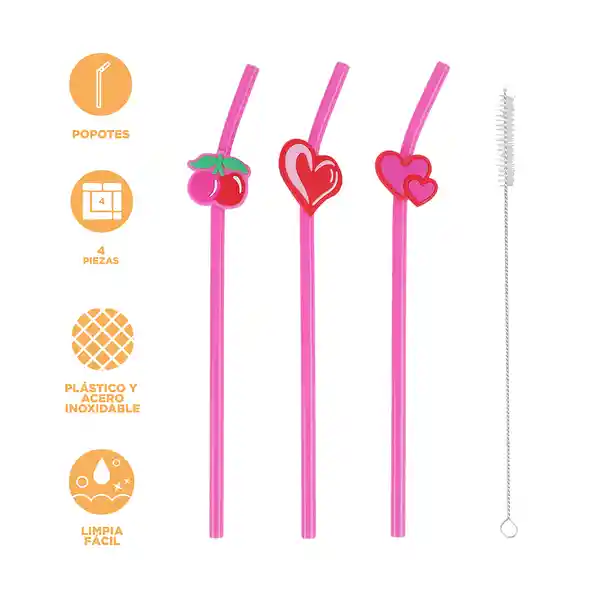 Set de Pitillos Cherry Valentine Miniso