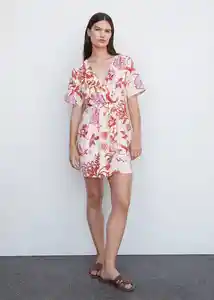 Vestido Flora Off White Talla M Mujer Mango