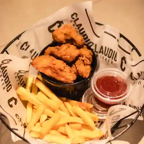 Popcorn Chikken + Papas