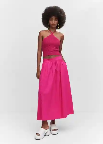 Falda Creta Fucsia Talla 18 Mujer Mango