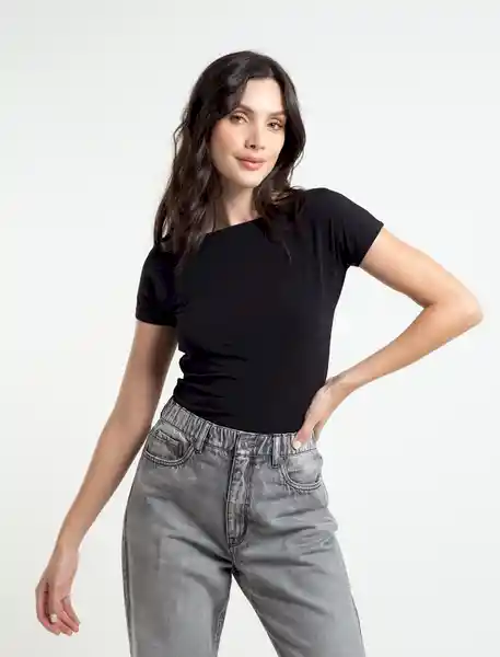  Camiseta Mujer Negro Puro Ultraoscuro Talla M Naf-Naf 
