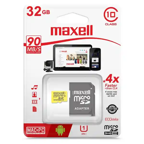 Maxell Memoria Microsd32 Gb Sdxc Uhs-1 Con Adaptador Sd