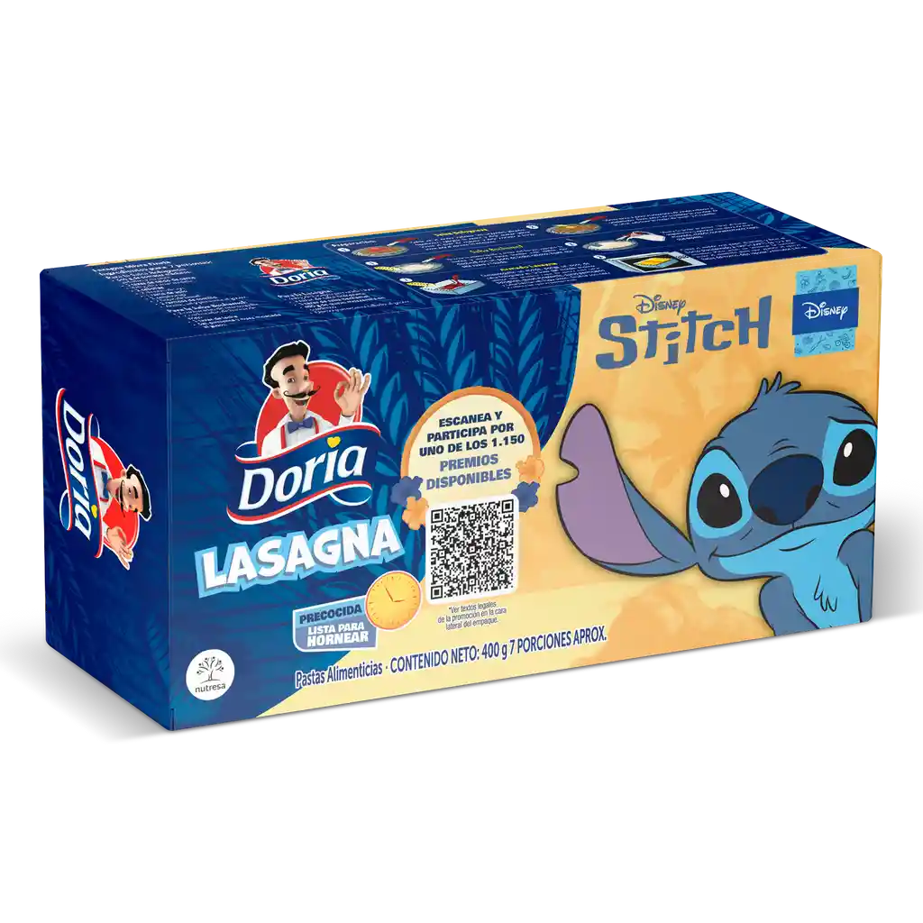 Lasagna DORIA Precocida x 400 gramos Edición Limitada Lilo & Stitch