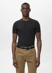Camiseta Strech Negro Talla L Hombre Mango