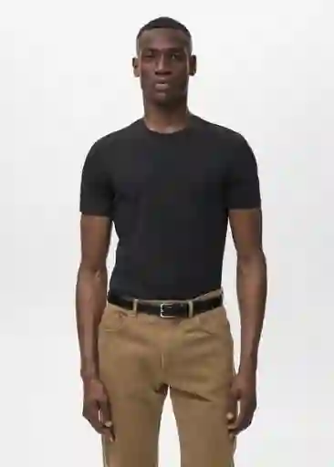 Camiseta Strech Negro Talla L Hombre Mango