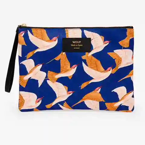 Wouf Bolso Mano Pouch Blue Birds XL