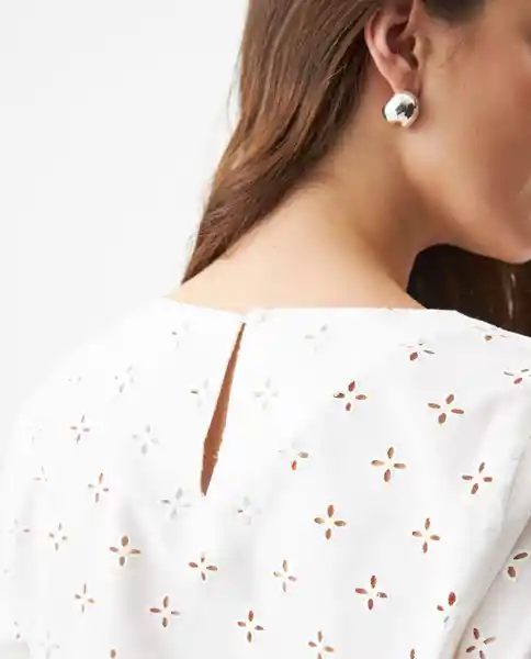 Blusa Eyelet Longsleeve Blanco 0 Claro Talla M Chevignon