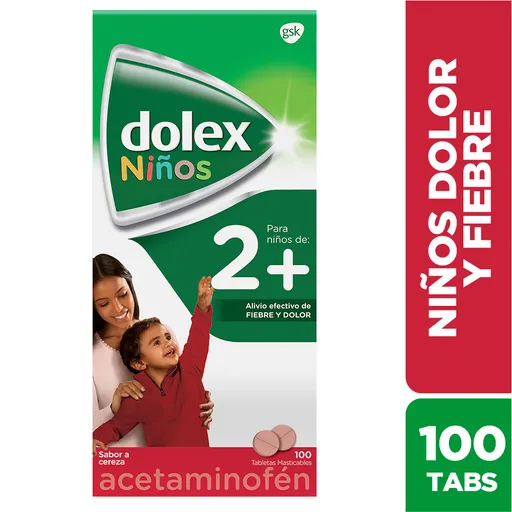 Dolex Niños 2+ Tabletas Masticables con Sabor a Cereza