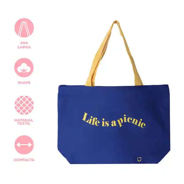 Bolsa de Compras Life's a Picnic Azul Miniso