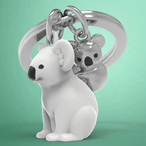 Metalmorphose Llavero Koalas Blanco y Plateado