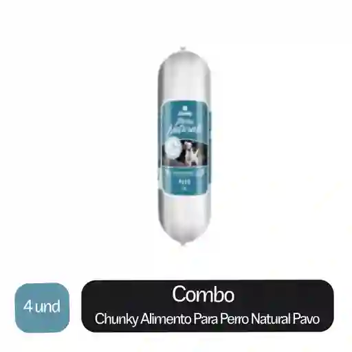 4 x Chunky Alimento Para Perro Natural Pavo