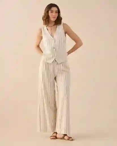 Pantalón Blanco Celaje Claro Talla 10 631G019 Esprit