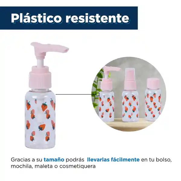 Kit de Botellas de Viaje Fruit 2.0 Fresa Miniso