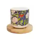 Taza de Cerámica Con Posavasos de Bambú Serie de Flores Miniso