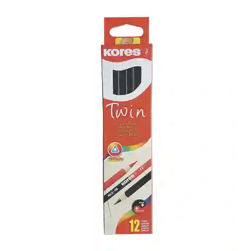 Kores Lápiz Twin Negro Rojo Triangular