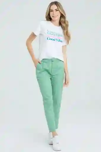 Pantalón Paper Bag Drill Color Verde Marino Talla 10 Ragged