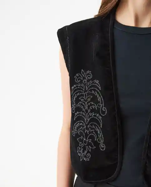 Chaleco Embroidered Denim Negro Sombrio Ultraoscuro M Chevignon