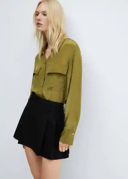 Camisa Massima Khaki Talla XS Mujer Mango