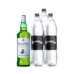 Combo Black And White Whisky Blended Scotch de 8 Años + Bretaña