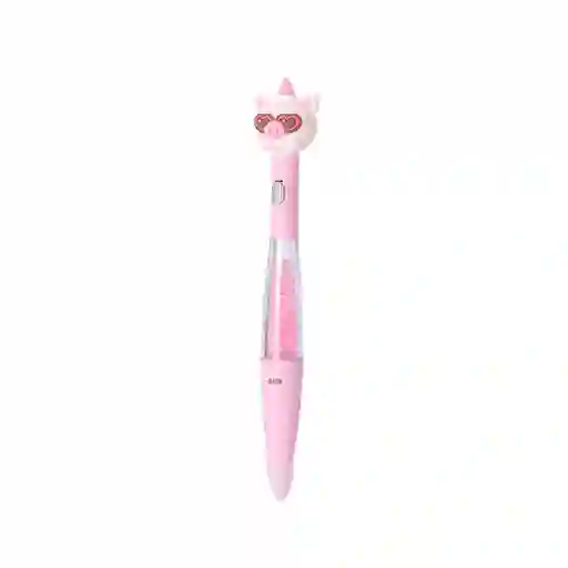 Esfero Con Brillos Tinta Azul Gigi Pig Mini Family Rosa Miniso