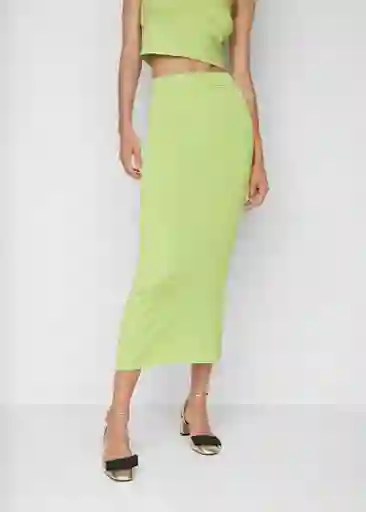 Falda Obie-W Verde Talla M Mujer Mango