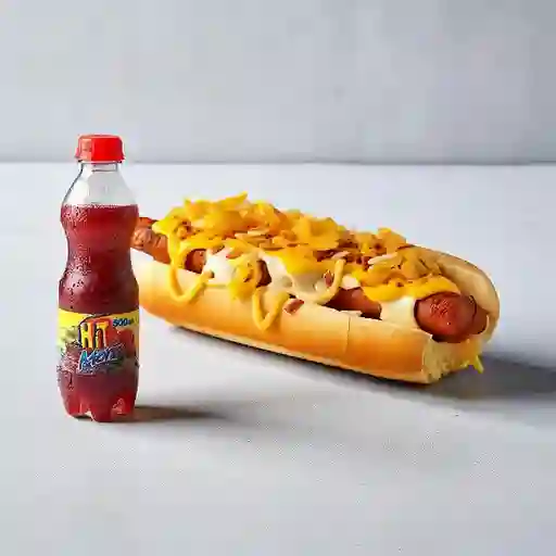 Perro caliente + jugo hit