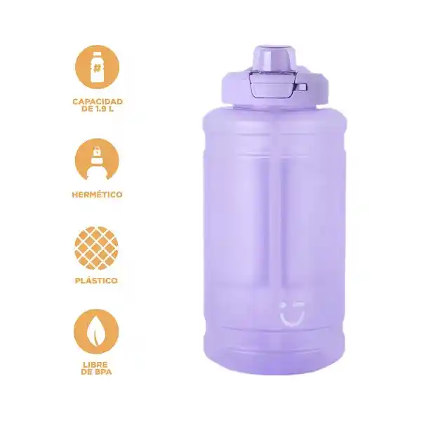 Vaso Plástico Con Pitillo y Tapa Abatible 1900 mL Serie Miniso