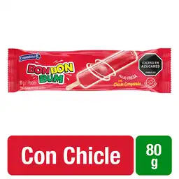 Colombina Bon Bon Bum Paleta de Agua Sabor a Fresa con Chicle 