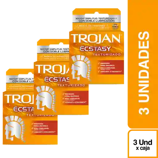 3 x Trojan Preservativo Texturizado Ecstasy