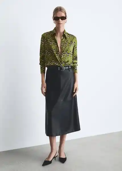 Camisa Robi Verde Talla S Mujer Mango