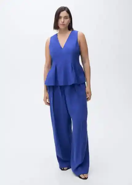 Top Palma Azul Talla S Mujer Mango