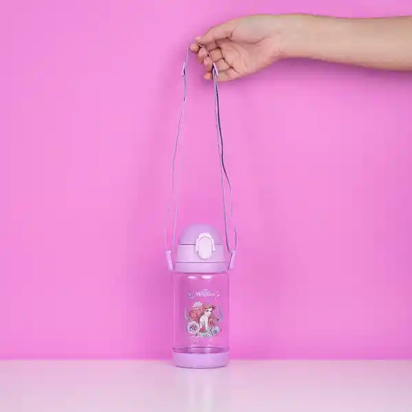 Botilo Plástico Con Correa Disney la Sirenita de 520 mL Miniso