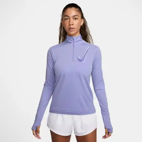 Nike Camiseta W Swsh Hbr Hz Mid Manga Larga Morado Mujer Talla M