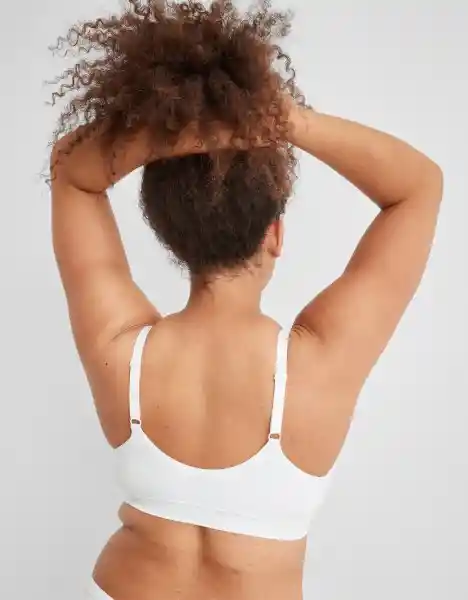 American Eagle Bralette Acanalado Triángulos Blanco Talla S