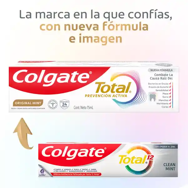 Crema Dental Colgate Total Original Mint Prevención Activa 75 mL