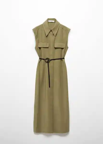 Vestido Casino Khaki Talla 18 Mujer Mango