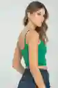 Crop Top Tiras Malibu Color Verde Pasto Talla S Ragged