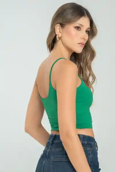 Crop Top Tiras Malibu Color Verde Pasto Talla S Ragged