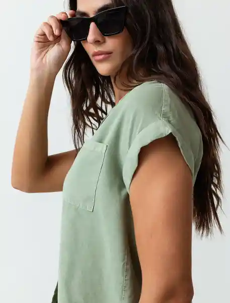 Camisa Rimir Mujer Verde Eucalipto Claro Talla M 013F347 Naf Naf