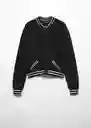 Chaqueta Cazadora Tricot Bruna Negro Talla M Mujer Mango