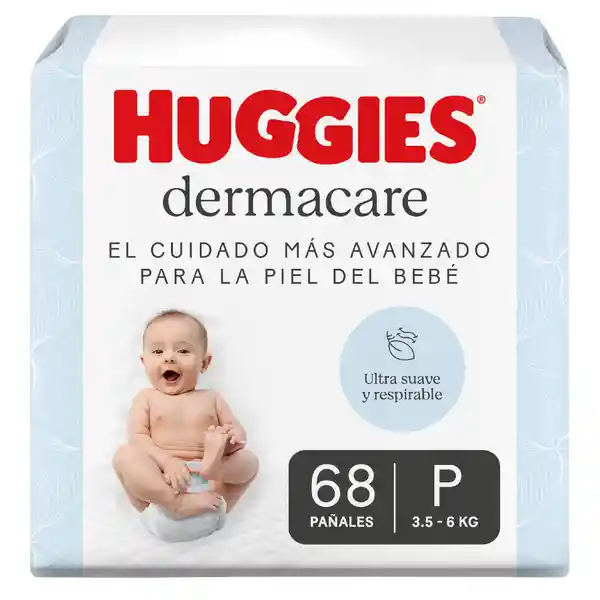 Pañales Huggies Dermacare Etapa 1/P Cuidado Más Avanzado 68 Und