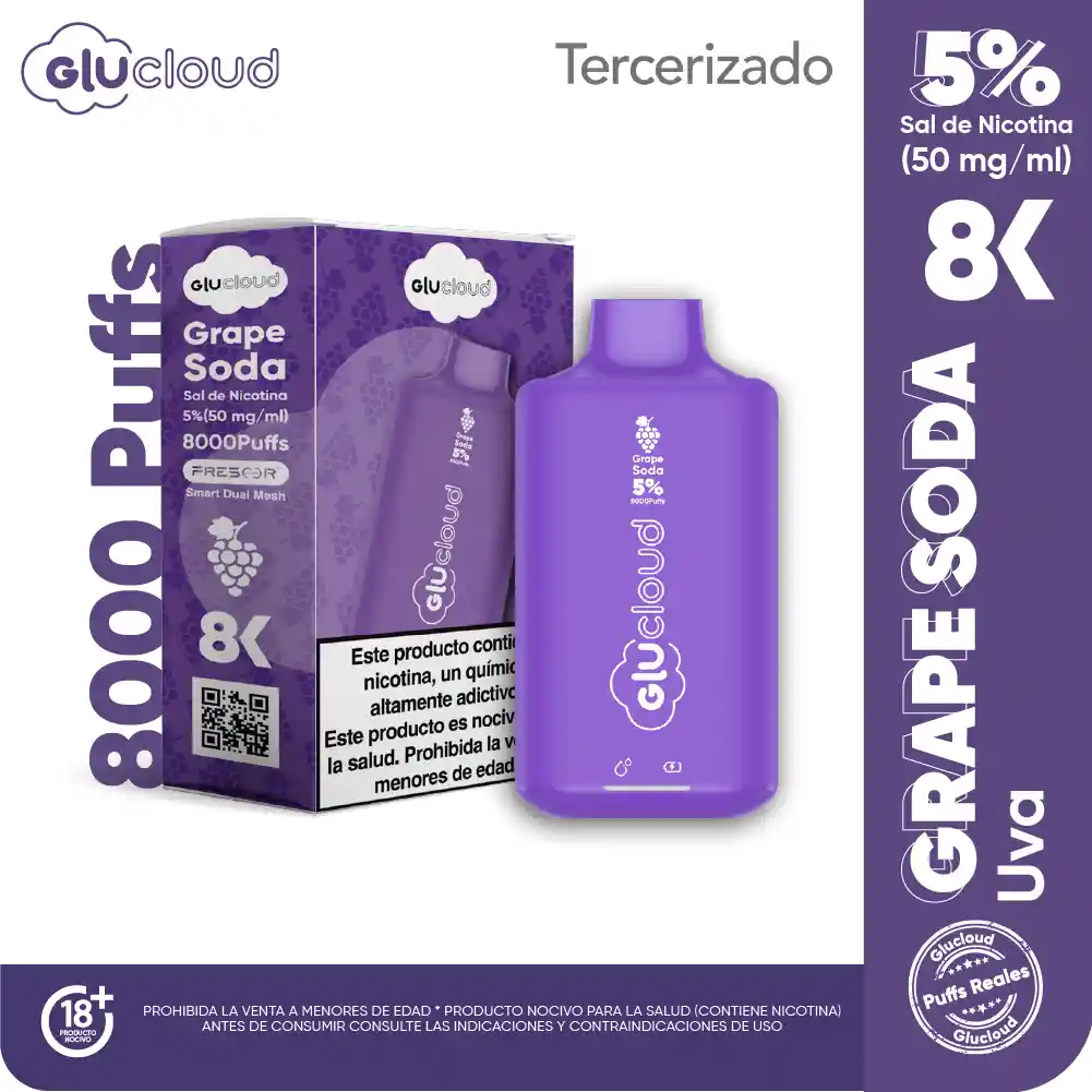 Glucloud Vape Grape Soda 8K / 8000 Puff