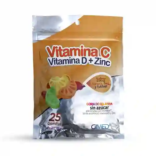 Gimed Gomita Con Vitamina C + D + Zinc Sin Azúcar 