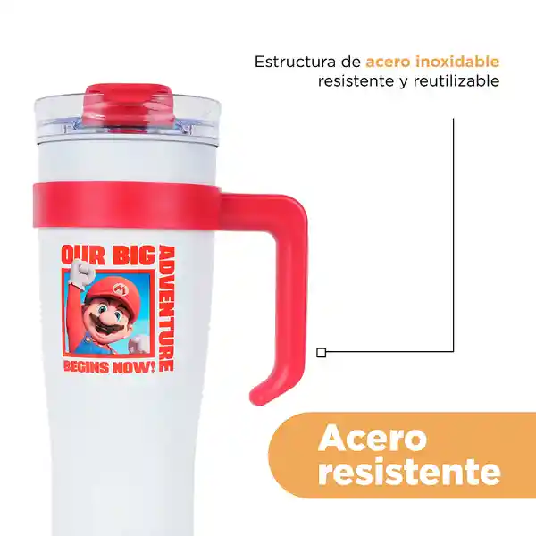 Vaso de Acero Serie Super Mario Bros Con Pitillo 1450 mL Miniso