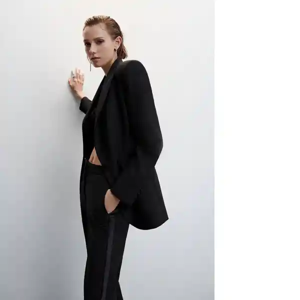 Blazer Americana Smoking Negro Talla 18 Mujer Mango