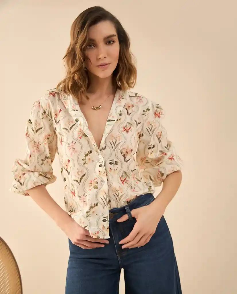 Camisa Verde Velado Medio Talla S 612G001 Esprit