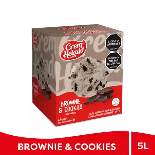 Cream Helado Tarro Tradicional Brownie & Cookies 5 L