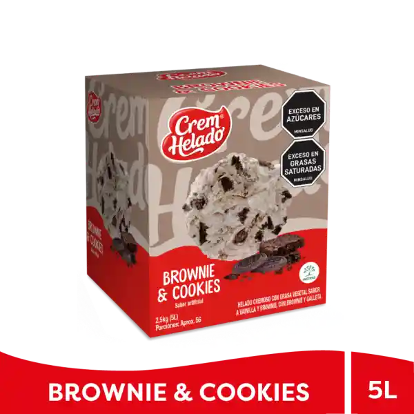 Cream Helado Tarro Tradicional Brownie & Cookies 5 L
