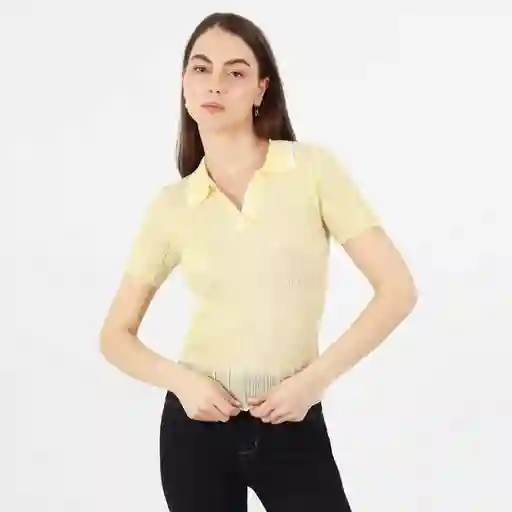 Suéter Cuello Sport Manga Corta Amarillo Talla S 555838