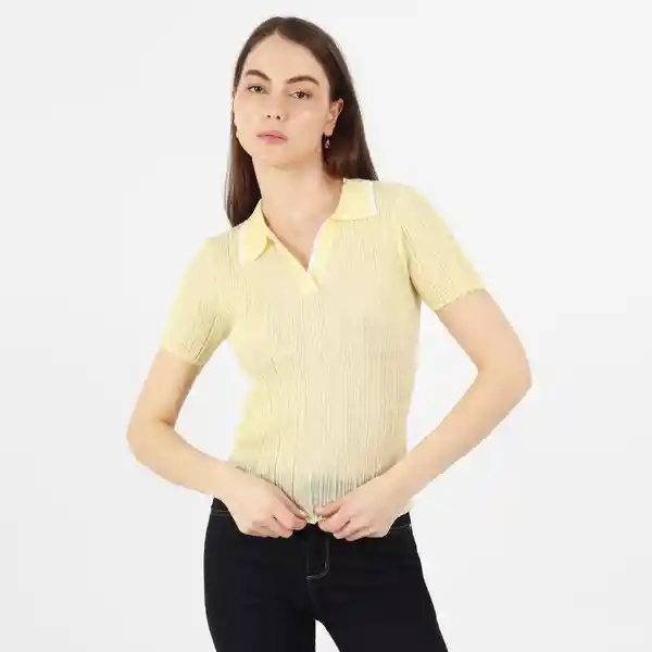 Suéter Cuello Sport Manga Corta Amarillo Talla S 555838